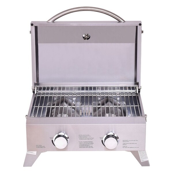 2 Burner Portable Stainless Steel BBQ Table Top Grill for Outdoors - 22