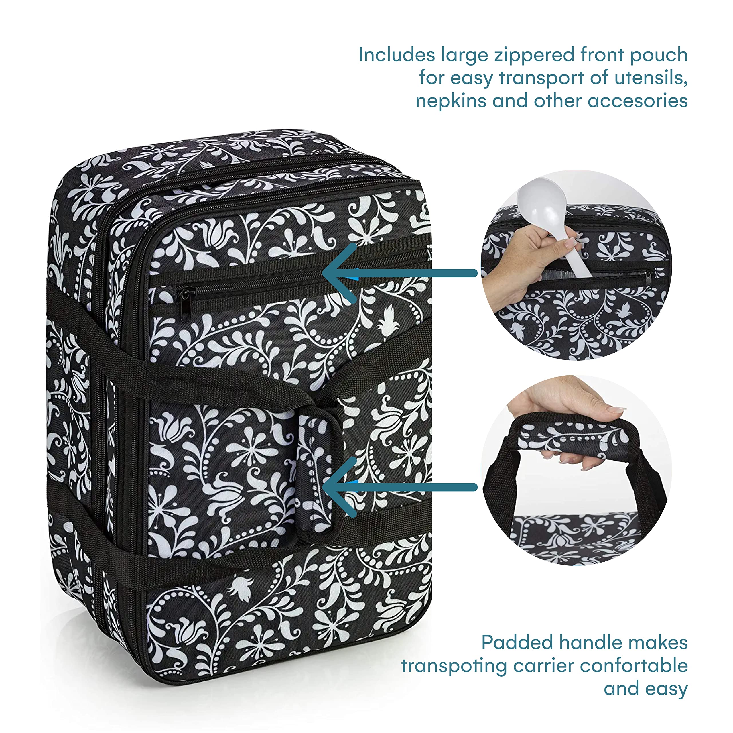 Dawhud Direct Insulated Casserole Travel Carry Bag X516 Black and White Design