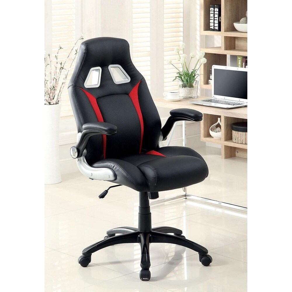 Stylish Office Upholstered Chair  Home Computer Chair PU Leather Ergonomic Chair  Comfort Adjustable Height with Lumbar Support