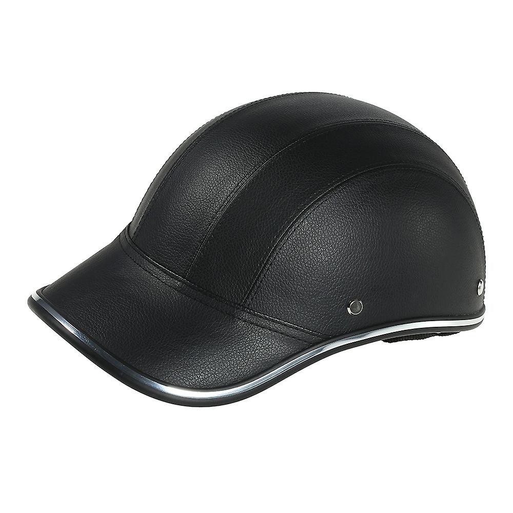 Black Motorcycle Helmet Half Face Baseball Cap Style With Sun Visor