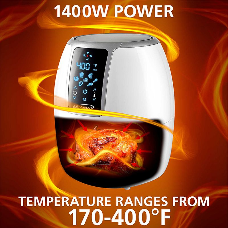 Brentwood Small 1400 Watt 4 Quart Electric Digital Air Fryer with Temperature Control