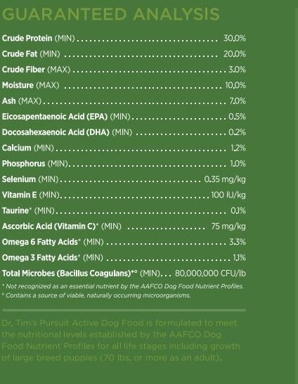 Dr. Tim's Active Dog Pursuit Formula Dry Dog Food