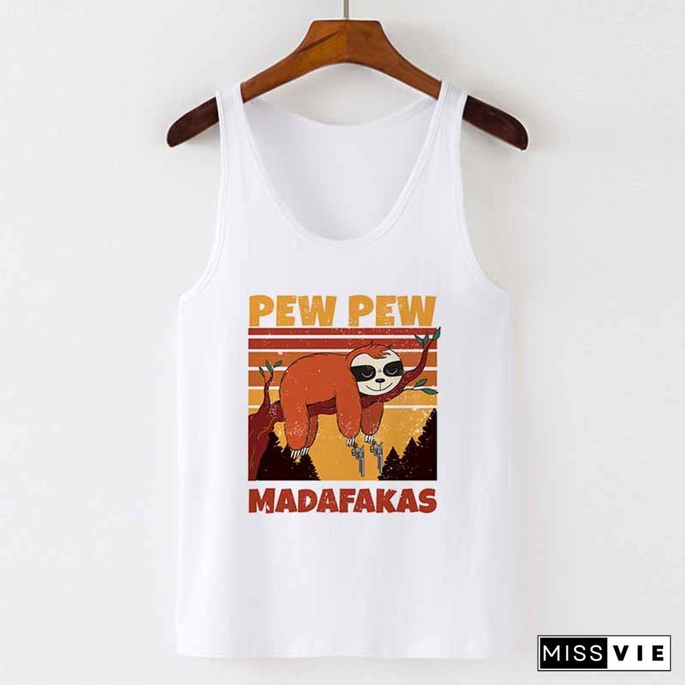 Camisole Sexy Vest Tank Tops Murderous Black Cat With Gun Funny Pew Pew Madafakas Print Women Sleeveless Halloween T Shirt