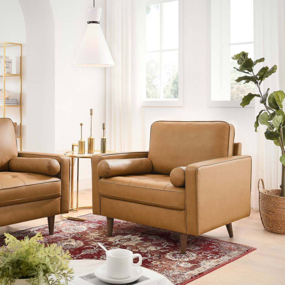 Valour Leather Armchair   Midcentury   Armchairs And Accent Chairs   by Modway  Houzz