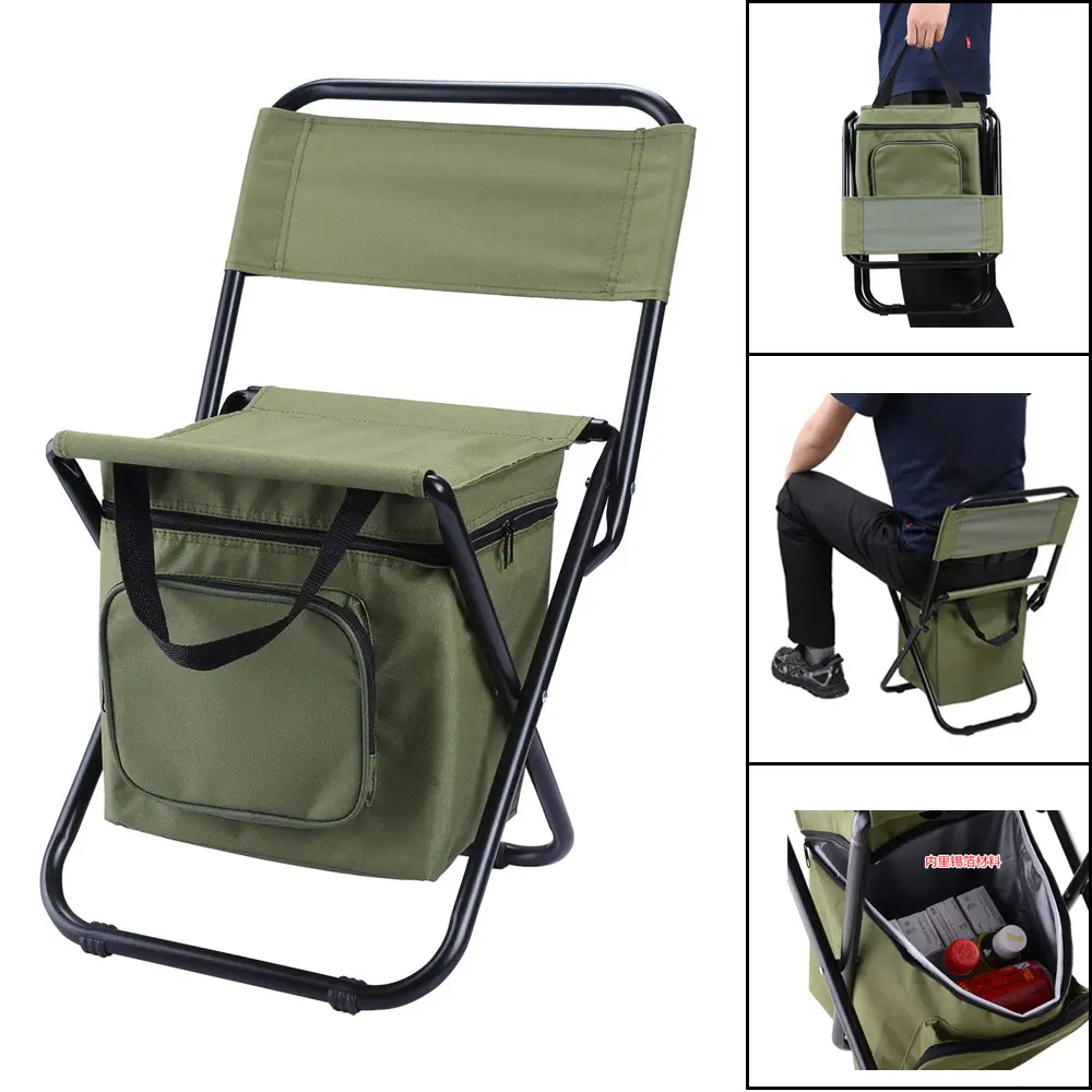 Fastrider Custom Outdoor Portable Hiking Camping Travel Storage Folding Metal Stool Backpack Chair with Cooler Bag