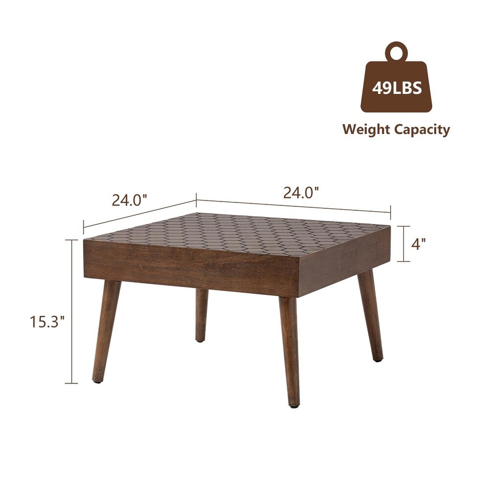 COSIEST Rustic Brown Solid Wood Coffee Table for Living Room