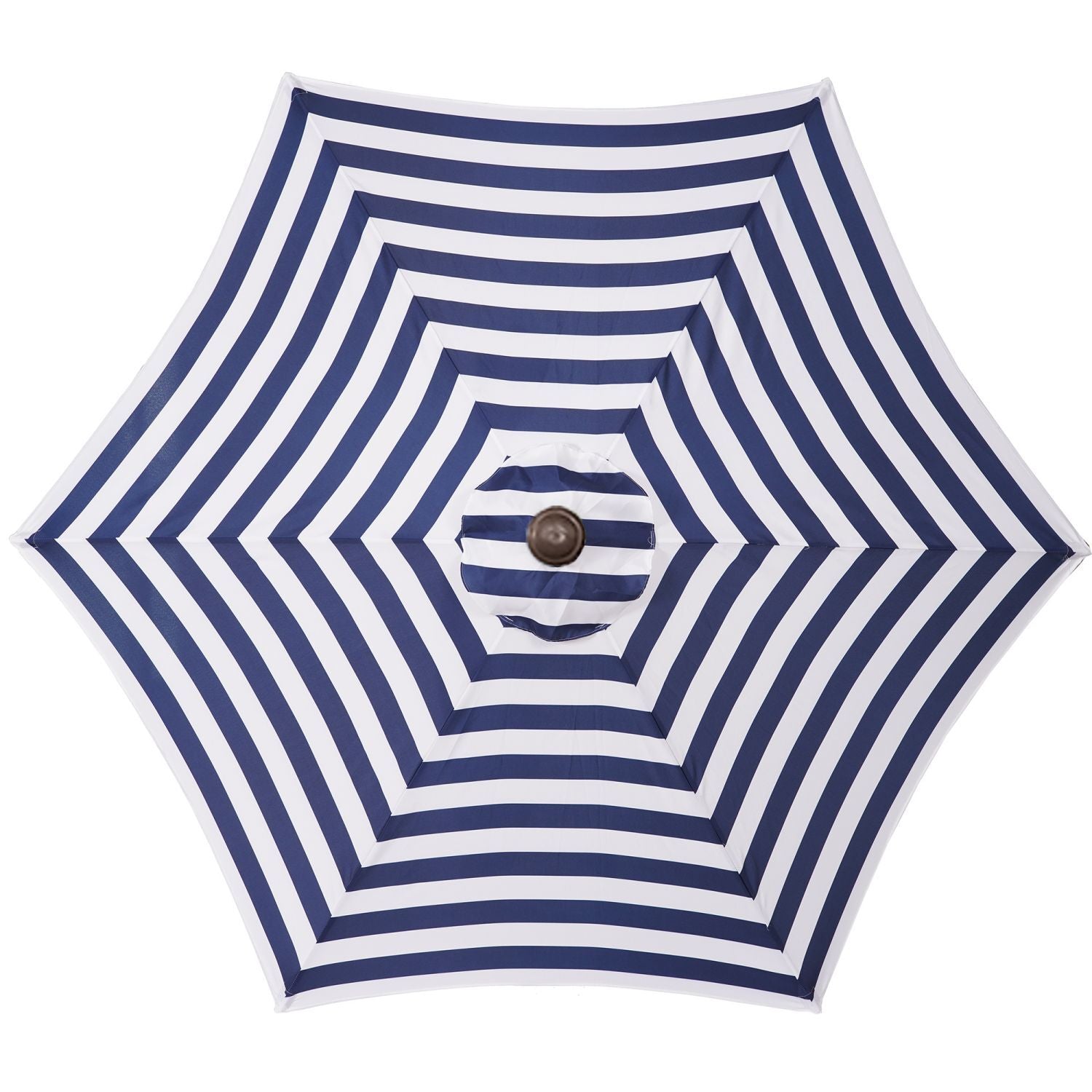 Cmgb Outdoor Patio Umbrella with Push Button Tilt, Blue White Stripes