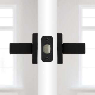 Kwikset Singapore Square Matte Black HallCloset Door Lever with Microban 720SAL 514 SQT