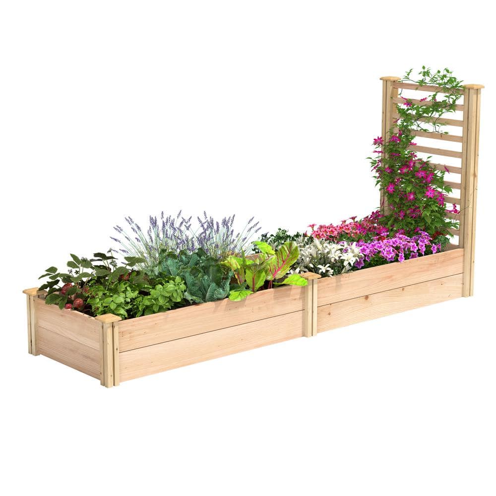 Miracle-Gro 96 in. L x 24 in. W x 11 in. H Cedar Raised Garden Bed with Trellis RCMG2811TRE