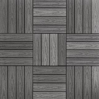 NewTechWood UltraShield Naturale 1 ft. x 1 ft. Quick Deck Outdoor Composite Deck Tile Sample in Argentinian Silver Gray US-QD-ZX-SI-S