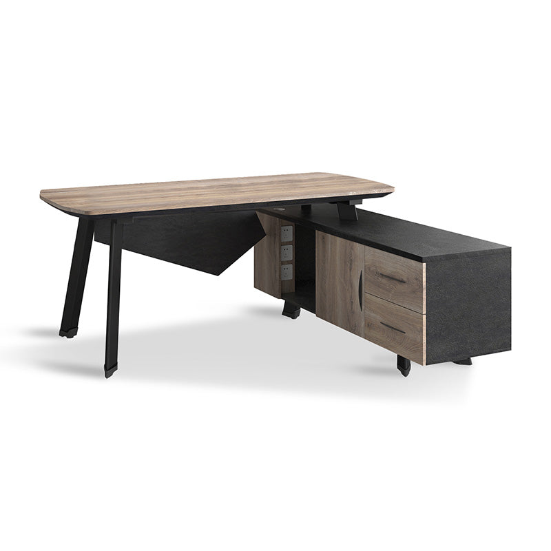 ARTO Executive Office Desk with Reversible Return 1.8M - 2.0M - Warm Oak & Black