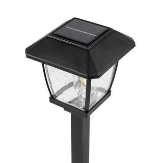 Hampton Bay Lincoln 14 Lumens Solar Black LED Path Light with Seedy Glass Lens and Vintage Bulb (4-Pack) P5100-01-22