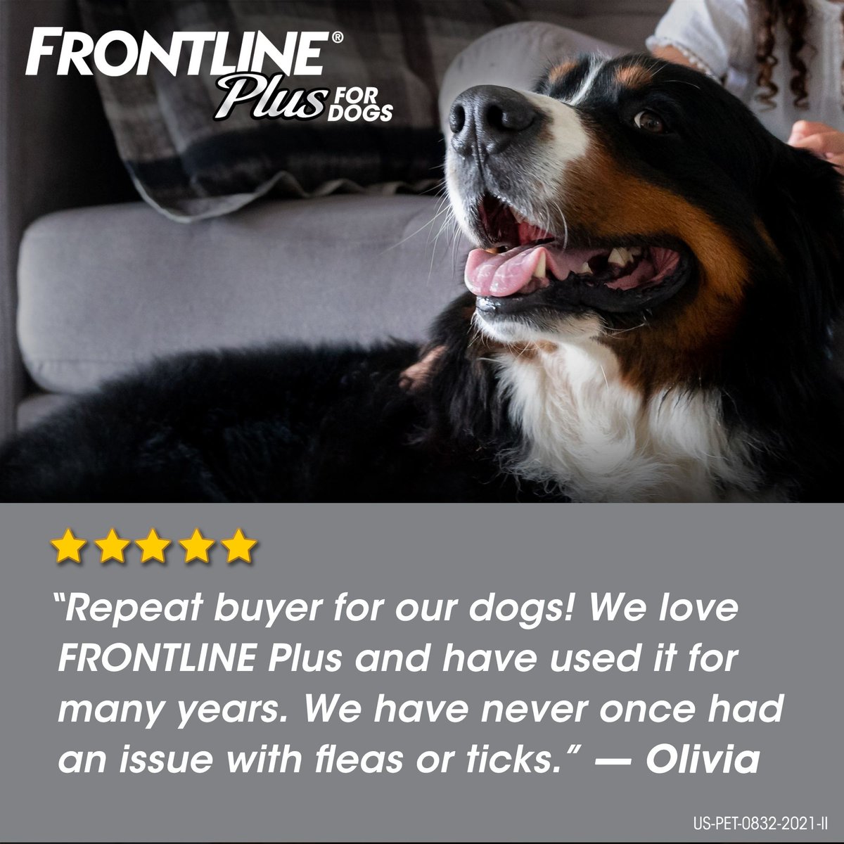 Frontline Plus Flea and Tick Spot Treatment for Extra Large Dogs， 89-132 lbs