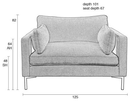 Dark Gray Upholstered Loveseat  Zuiver Summer   Midcentury   Loveseats   by Luxury Furnitures  Houzz