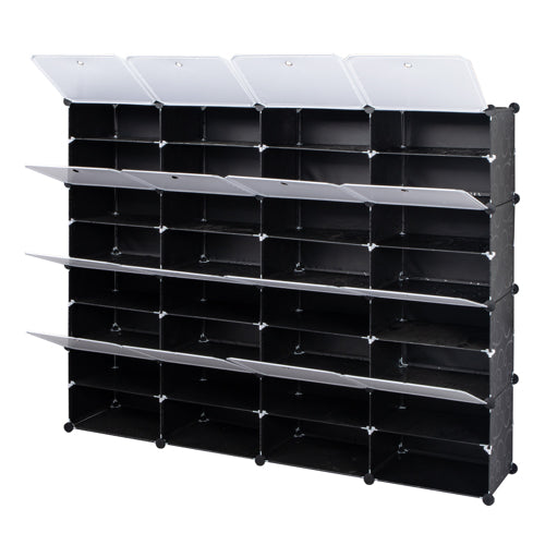 Ktaxon 32 Cubes 64 Pairs Modular Plastic Shoe Storage Cabinet Boxes Expandable 8 Tiers Shoe Rack