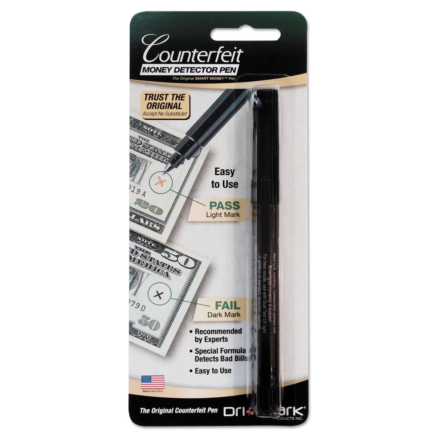 Smart Money Counterfeit Bill Detector Pen by Dri-Markandreg; DRI351B1