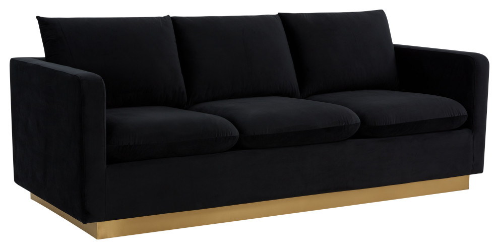 LeisureMod Nervo Modern Velvet Sofa With Gold Base   Contemporary   Sofas   by LeisureMod  Houzz