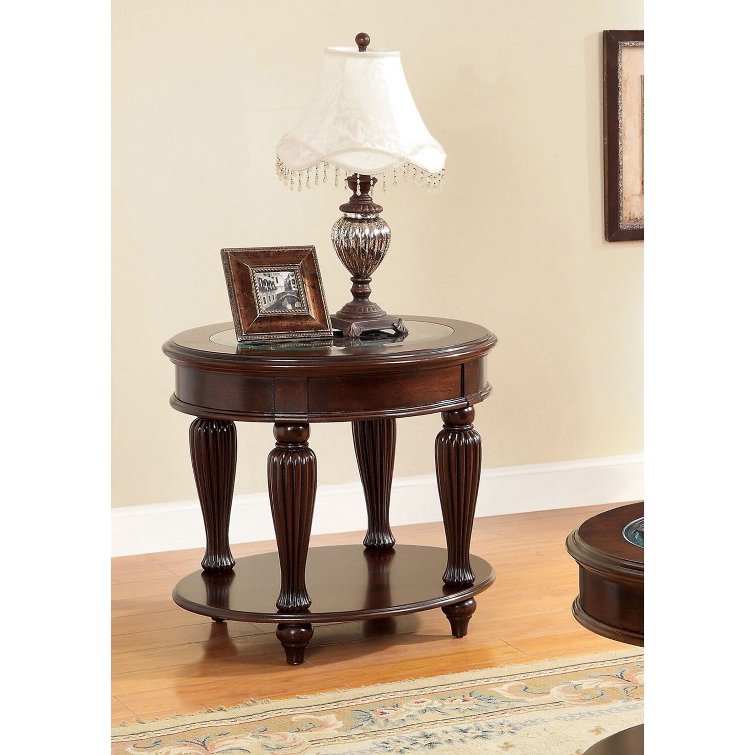 Furniture of America Zerathe Traditional Cherry 28-inch 1-shelf Side Table