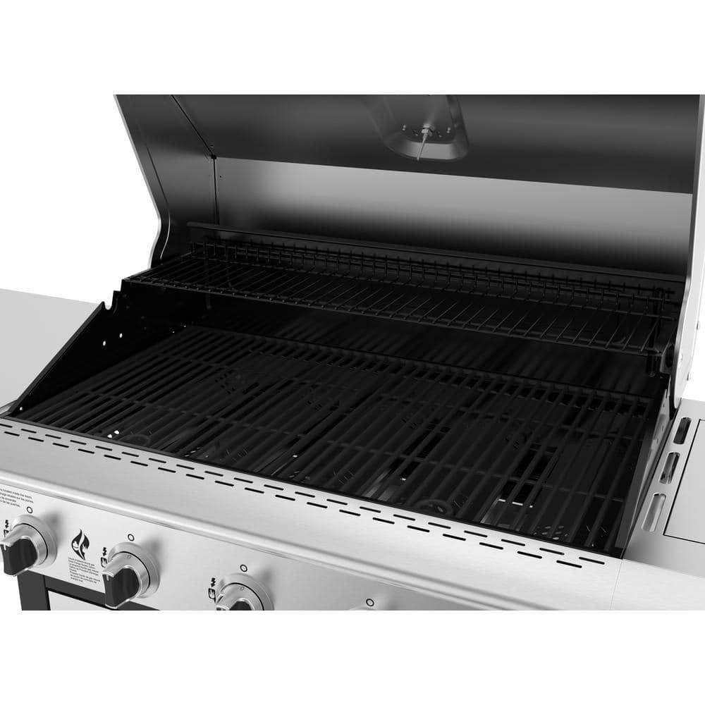 Nexgrill 5Burner Propane Gas Grill in Stainless Steel with Side Burner and Foldable Side Shelf