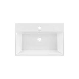 Swiss Madison Claire 24 in. Ceramic Console Sink Basin and Legs Combo in Glossy White Basin with Matte White Legs SM-CS741