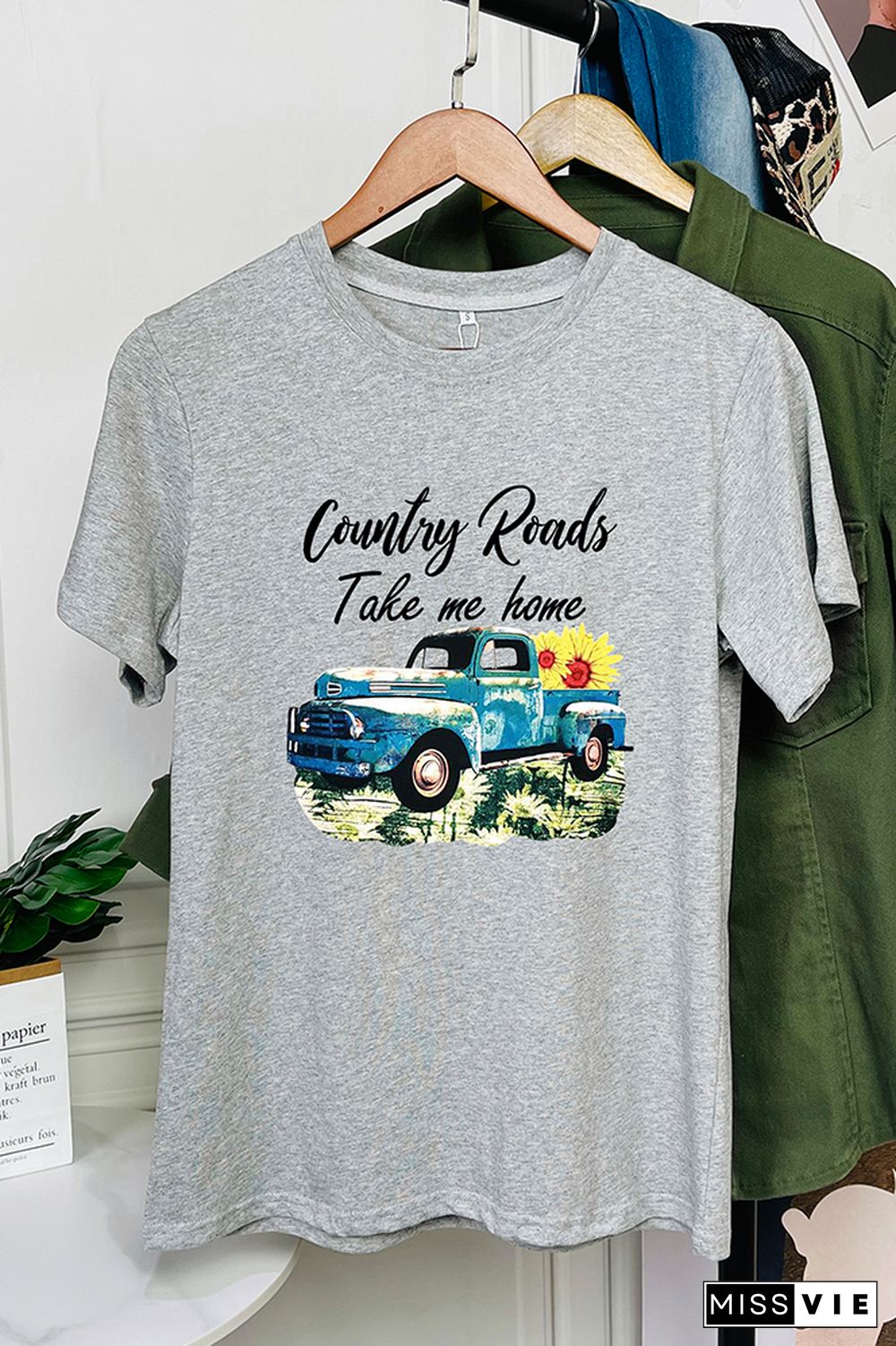 Country Road Take Me Home Print Short Sleeve Graphic Tee Wholesale