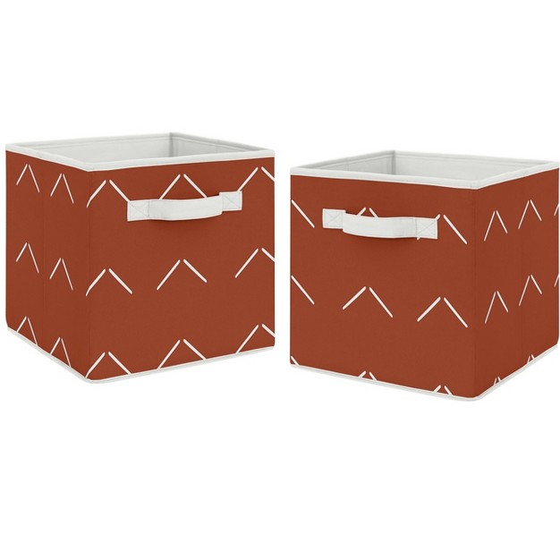 Sweet Jojo Designs Boy Or Girl Gender Neutral Unisex Set Of 2 Kids x27 Decorative Fabric Storage Bins Orange Diamond Tuft Orange And Ivory