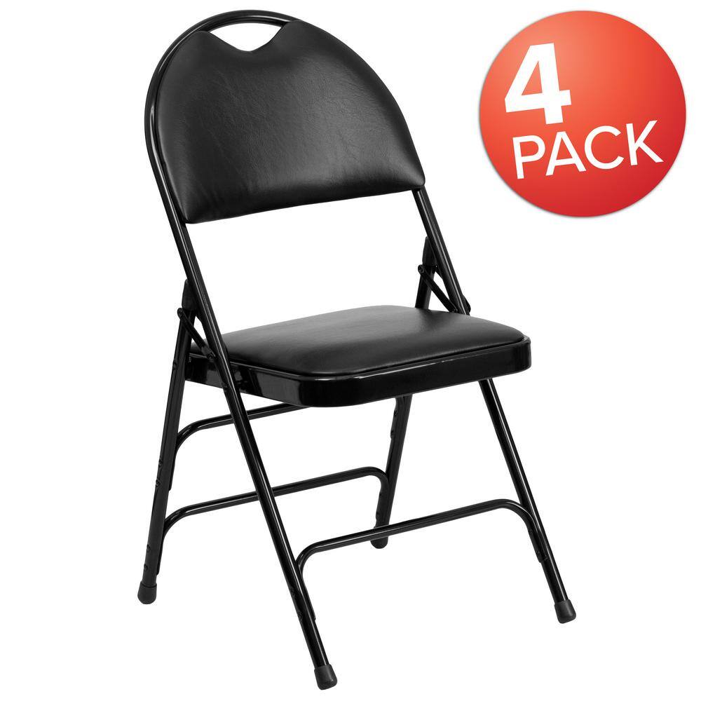 Flash Furniture Black VinylBlack Frame Metal Folding Chair (4-Pack) CGA-HF-15305-BL-HD