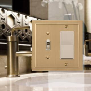 AMERELLE Bethany 2 Gang 1-Toggle and 1-Rocker Metal Wall Plate - Brushed Bronze 57TRBZ