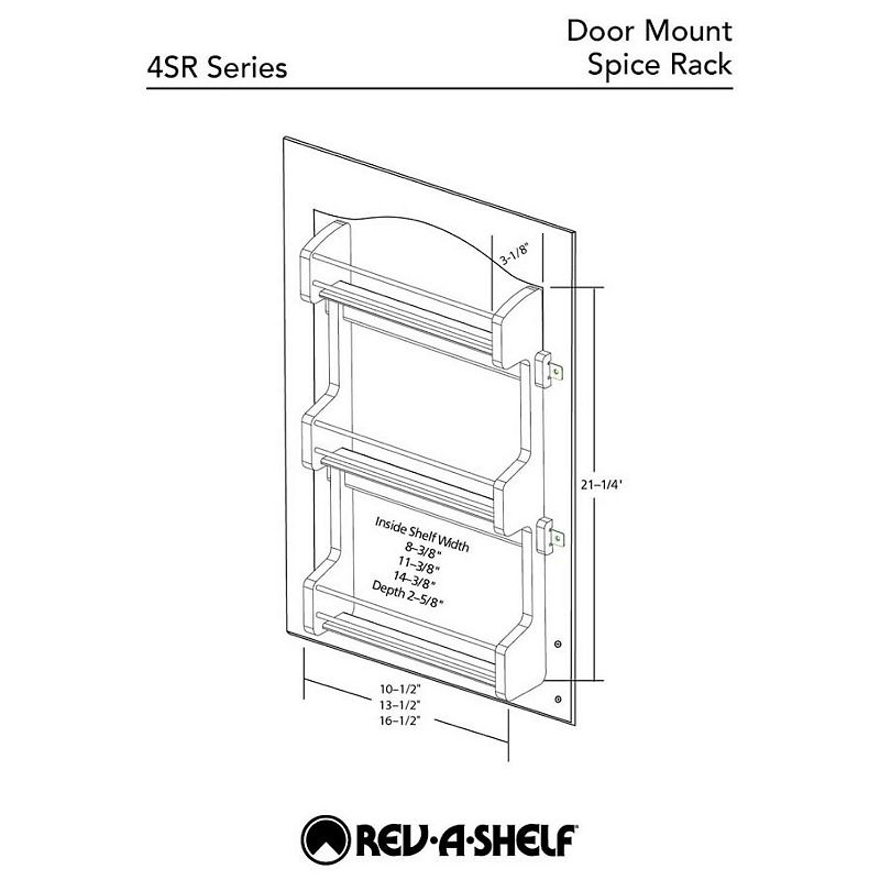 Rev-A-Shelf Large Adjustable 3-Shelf Cabinet Door Mount Spice Rack， 4ASR-21