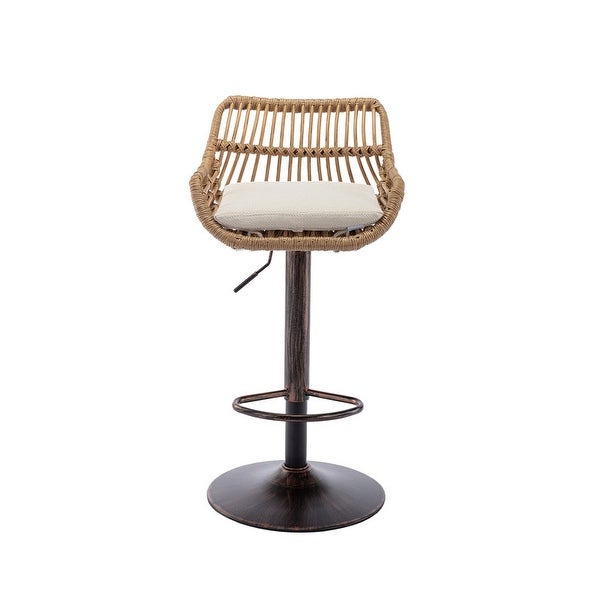 Swivel PE Rattan Bar Stools Set of 2 Adjustable Counter Height Chairs