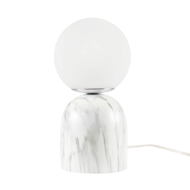 Nelia Frosted Glass Globe Resin Table Lamp White Ink ivy