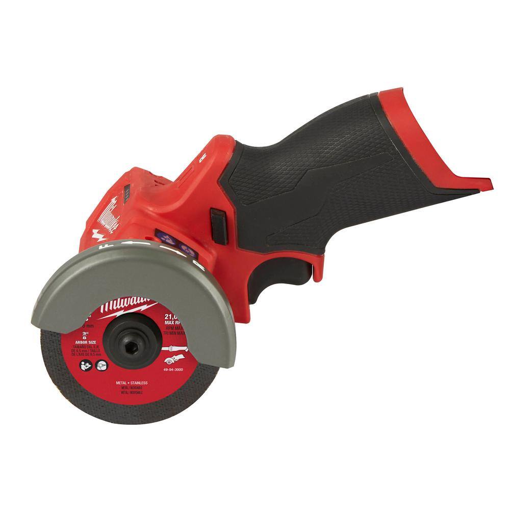 MW M12 FUEL 12V Lithium-Ion Brushless Cordless 14 in. Right Angle Die Grinder and Cut Off Saw with 2 Batteries 2485-20-2522-20-48-11-2420X2