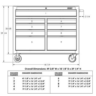 Husky 46 in. 9-Drawer Solid Front Mobile Workcenter HTBX9-SF