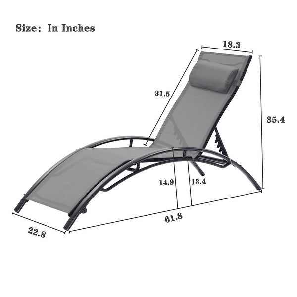 2 Pieces Outdoor Patio Adjustable Aluminum Recliner Lounge Chair Set