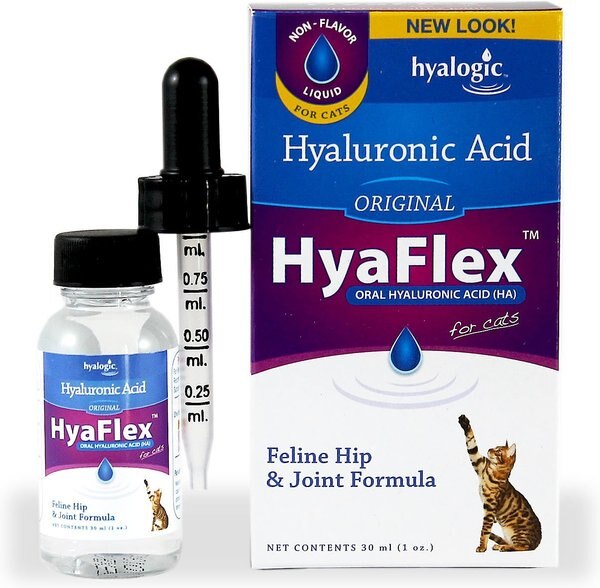 HyaFlex Hyalogic Hyaluronic Acid Hip and Joint Formula Cat Supplement， 1-oz bottle