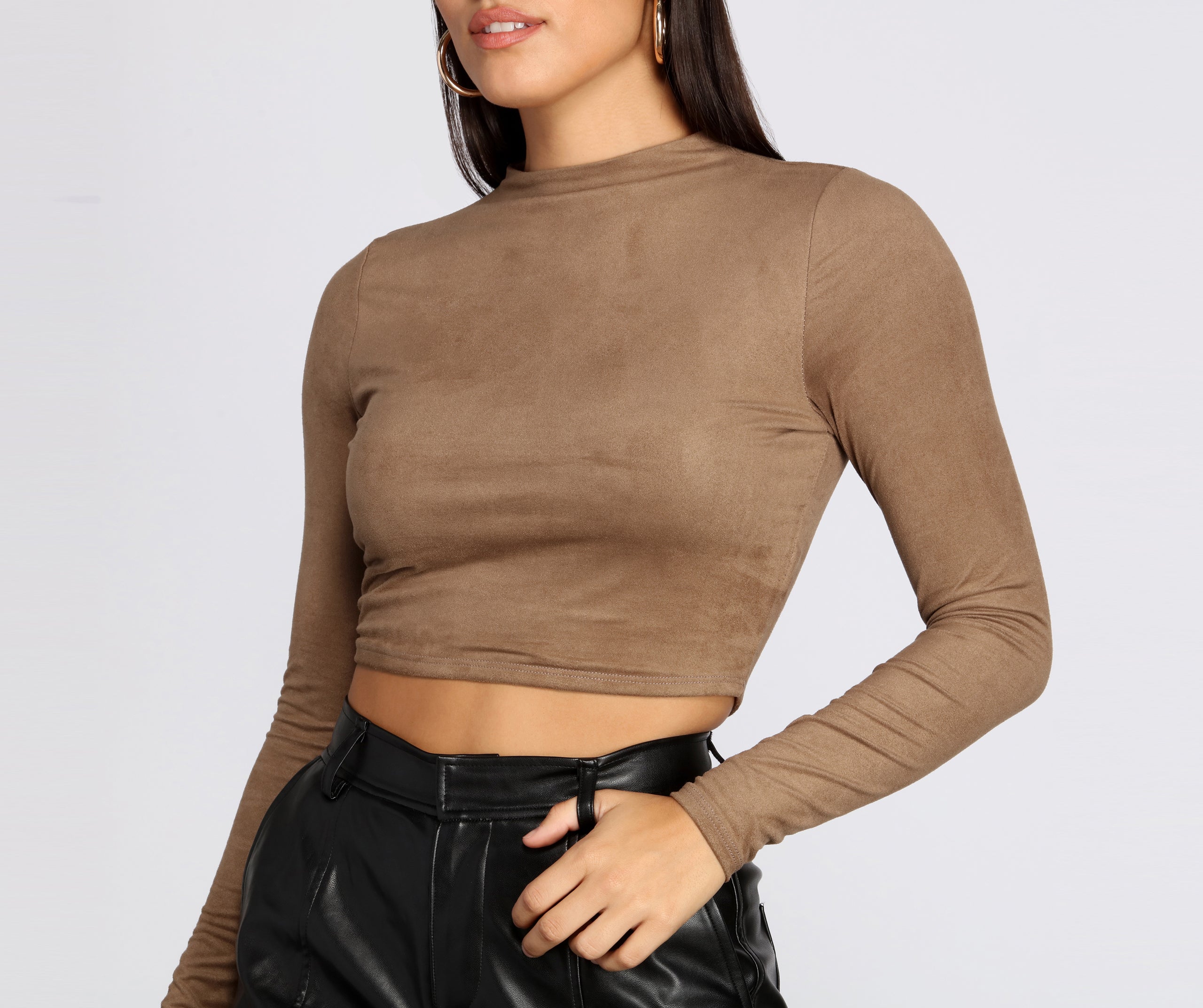 Chic Faux Suede Crop Top