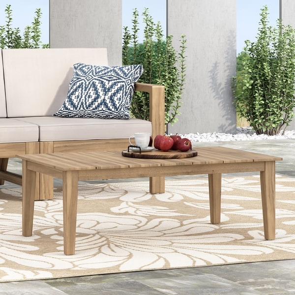 Acacia Wood Outdoor Coffee Table，Light Brown，14'' H X 23.5'' W X 39.5'' L