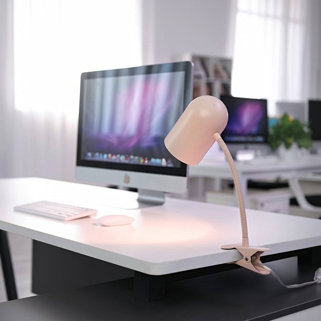 Carter Clip arm Desk Lamp With Adjustable Gooseneck Matte Pink Globe Electric