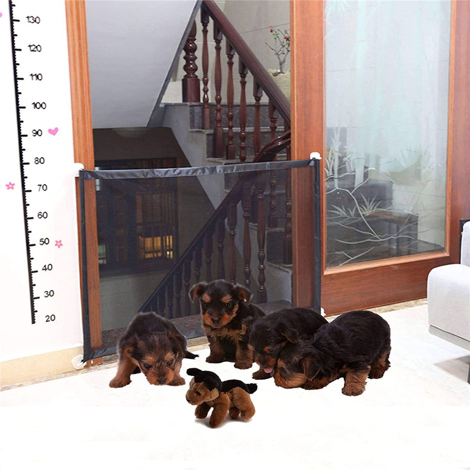 ametoys Mesh Pet Gate Pet Pet Safety Enclosure Isolation Net Portable Folding Stair Gate Flexible Pet Gate Guard Wide Safety Mesh Gate for Dogs Indoor Outdoor Install Anywhere