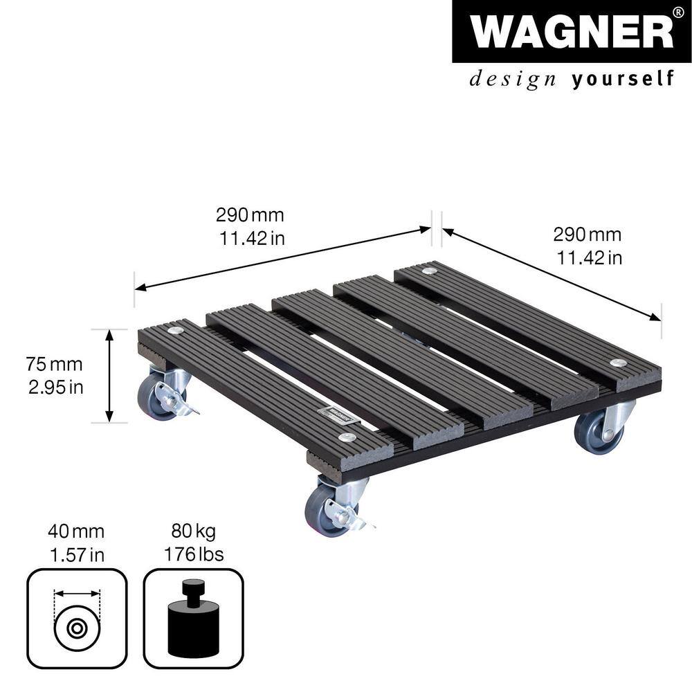 Wagner 11.4 in. Gray Square WPC Plant Caddy-Wood Plastic Composite 64-0520