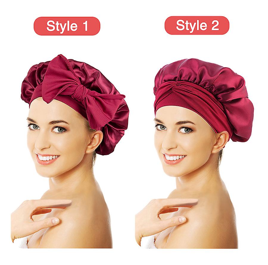 Born Pretty New Large Satin Bonnet Silk Night Sleeping Cap Long Satin Bonnet With Head Tie Band Bonnet Edge Wrap For Women Curly Braid Hair