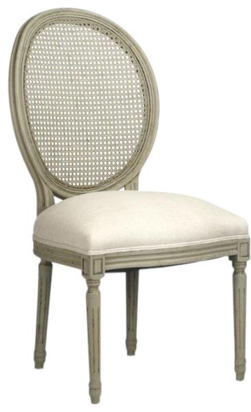 Side Chair MEDALLION Natural Faux Olive Green Wood Linen   Tropical   Dining Chairs   by EuroLuxHome  Houzz