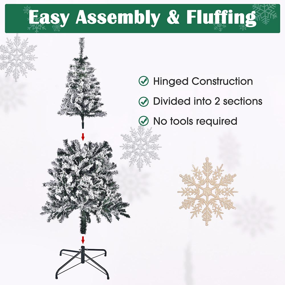 Yescom Flocked Christmas Tree White (7.5ft, 5ft, 3ft Options)