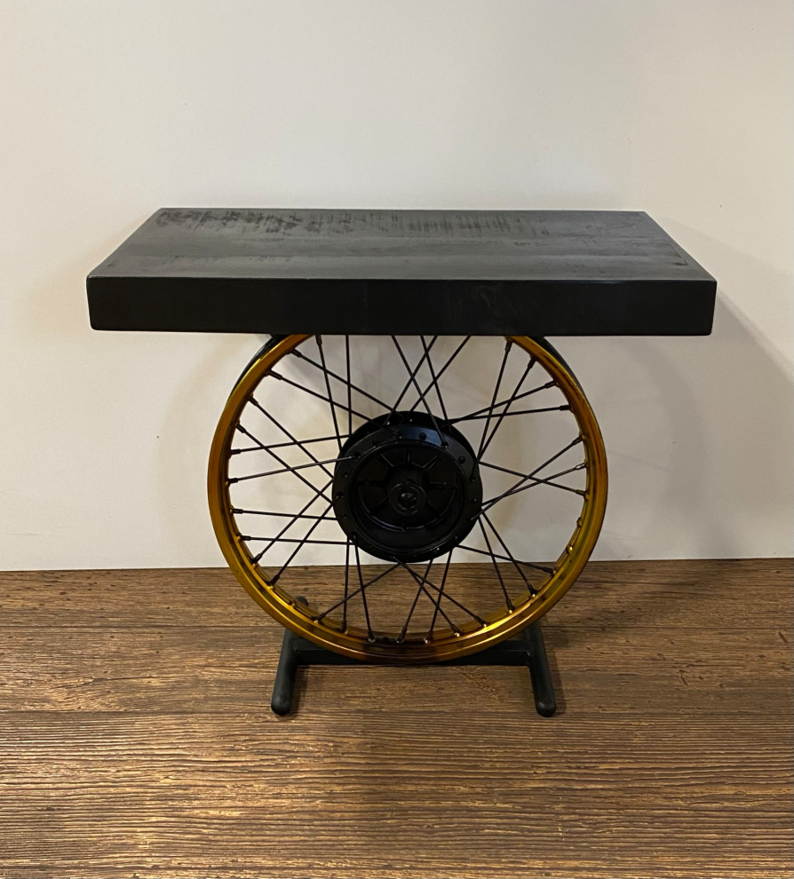 22 quotBlack Solid Wood End Table   Industrial   Side Tables And End Tables   by HomeRoots  Houzz