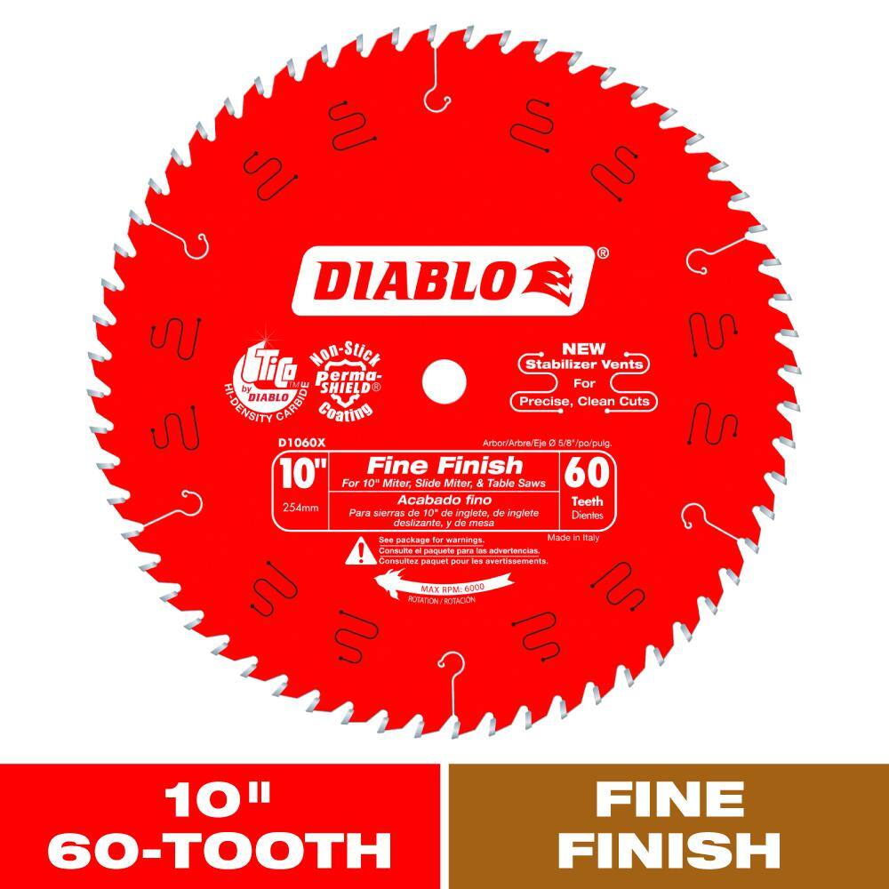 DIABLO 10 in. x 60-Tooth Fine Finish Circular Saw Blade D1060X