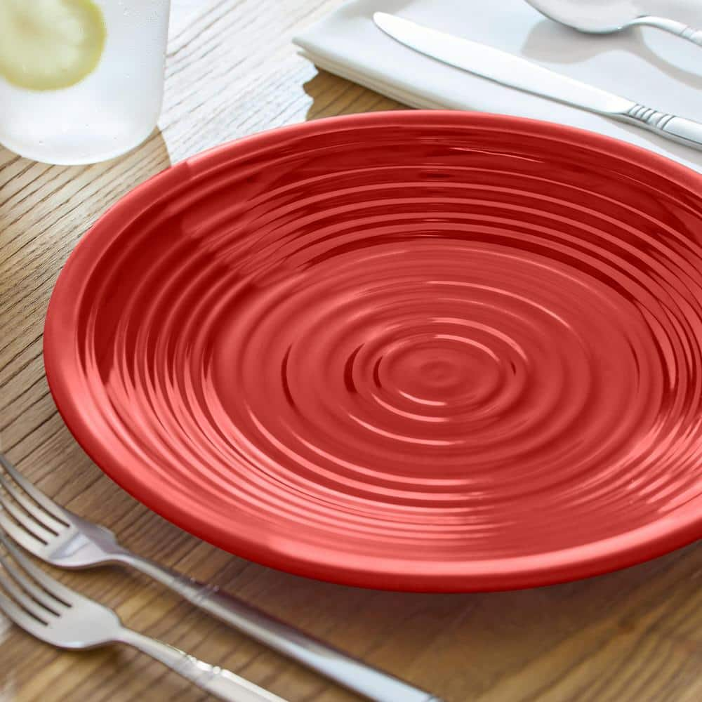 StyleWell Taryn Melamine Dinnerware Set in Ribbed Chili Red (Service for 4) FF58SETCHI