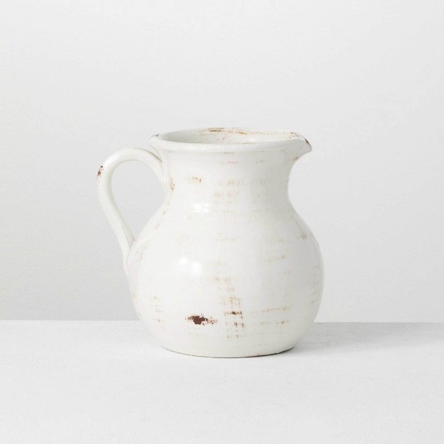 Shopsmaniay Glazed Ceramic Pitcher Vase 8 quot h Off white