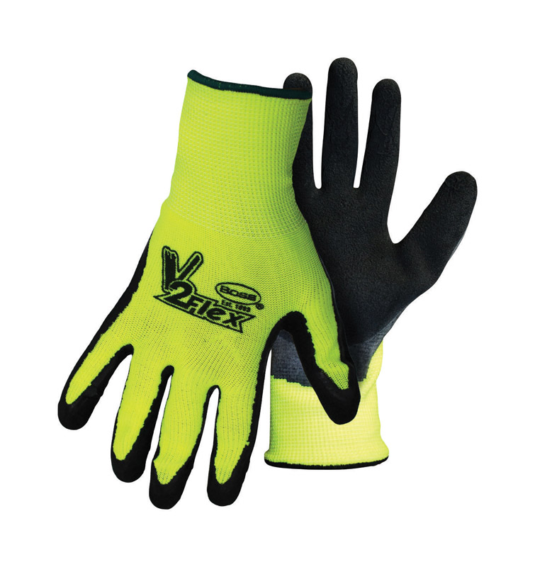 Boss V2 Flexi Grip Men\u0027s Indoor/Outdoor Hi-Viz Gloves Black/Green XL 1 pair