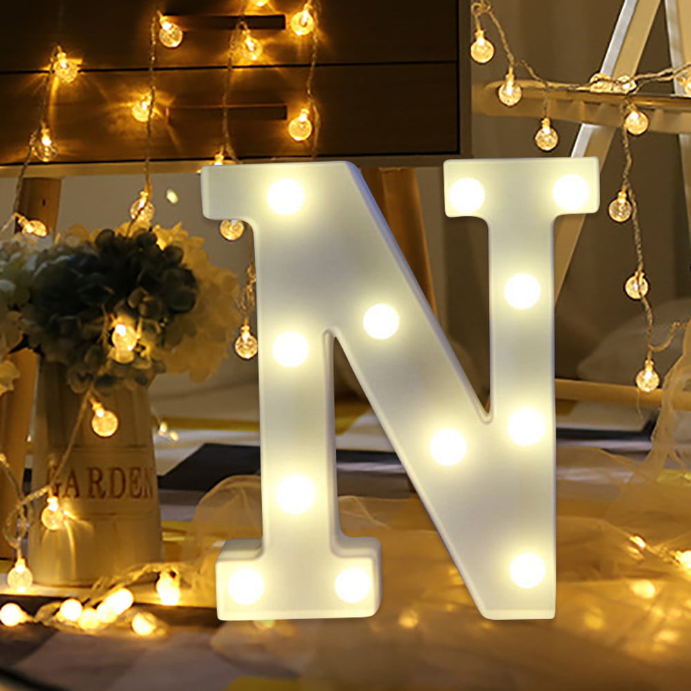 Alphabet LED Letter Lights Light Up White Letters Standing Hanging N Led lights for bedroom outdoor floor lamp pendant DIY Wedding Party Bedroom Terrace(Multicolor)