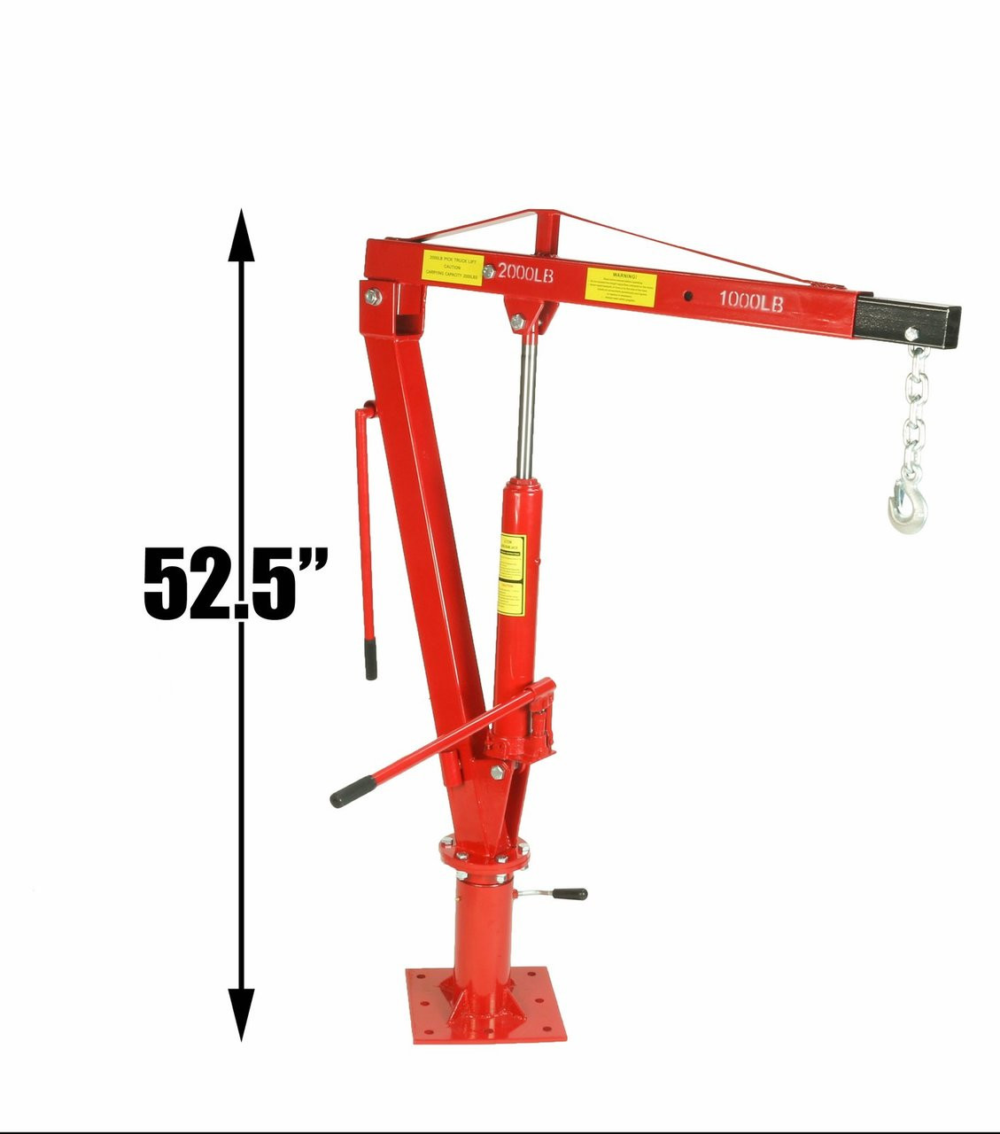 Dragway Tools 1 Ton Crane w/ Swivel Base Hydraulic Jack  Foldable Arm